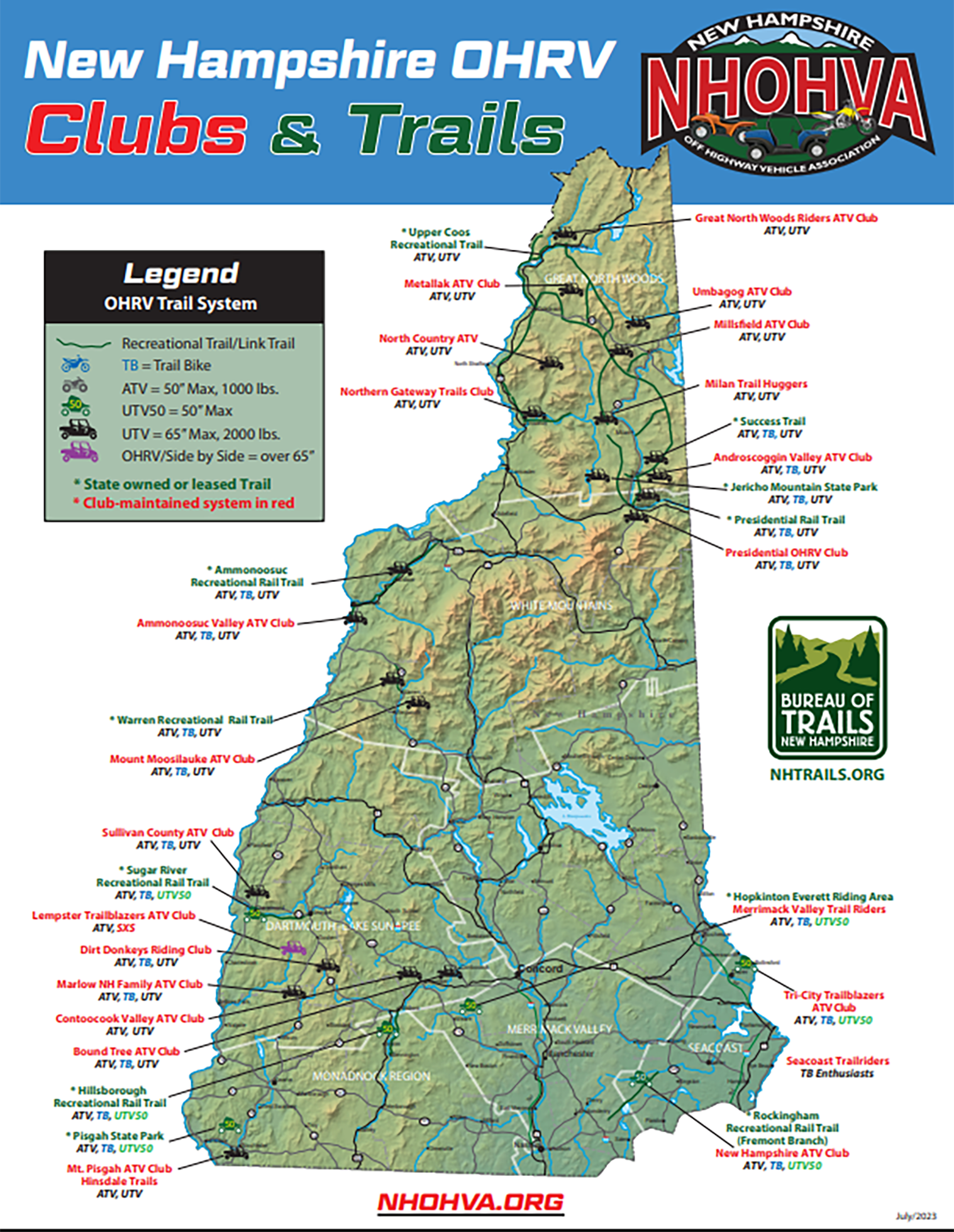 NHOHVA Trail System Map