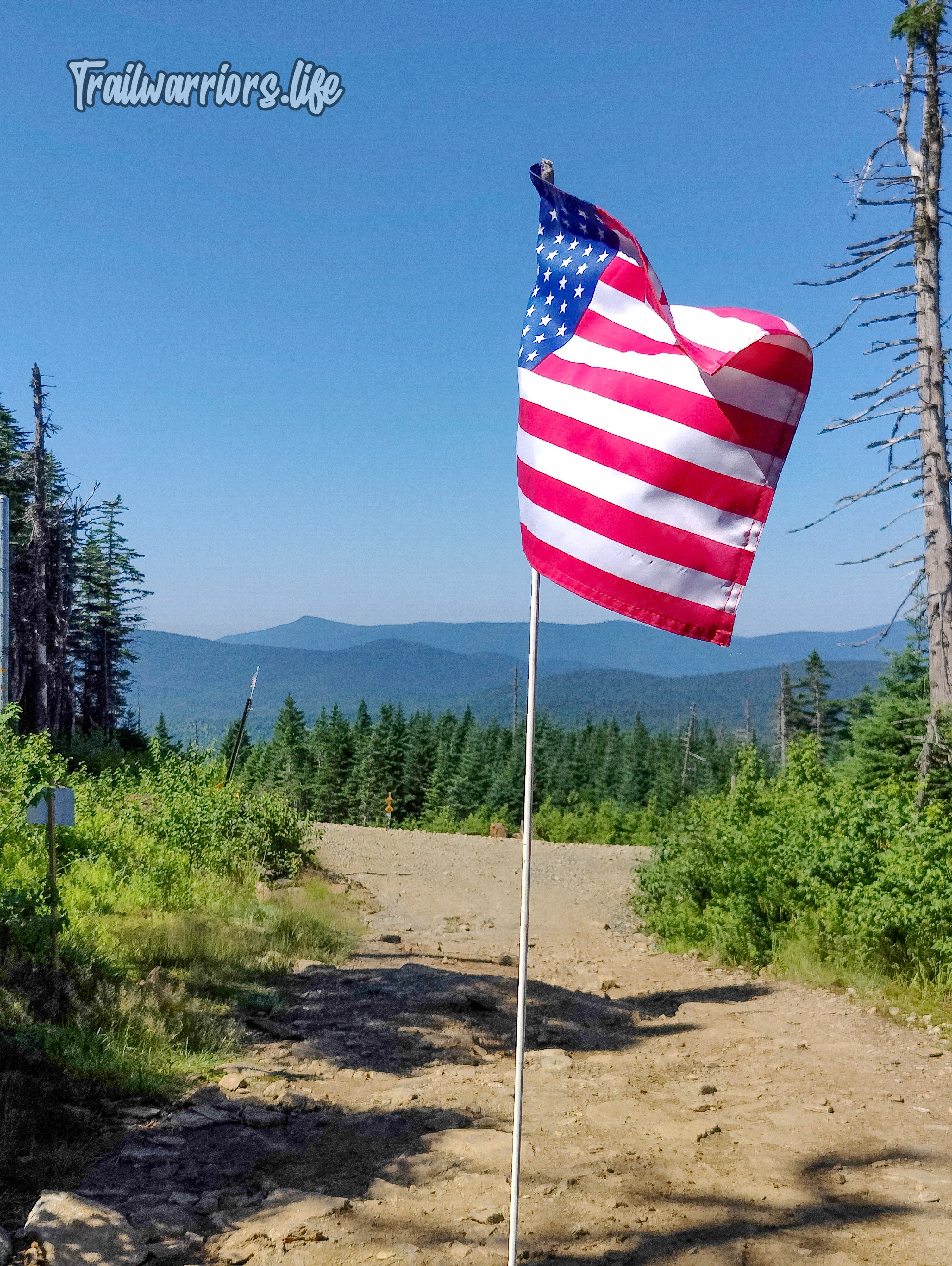 Trailwarriors.Life American flag Ride The Wilds NH trail ride 7.23.2022