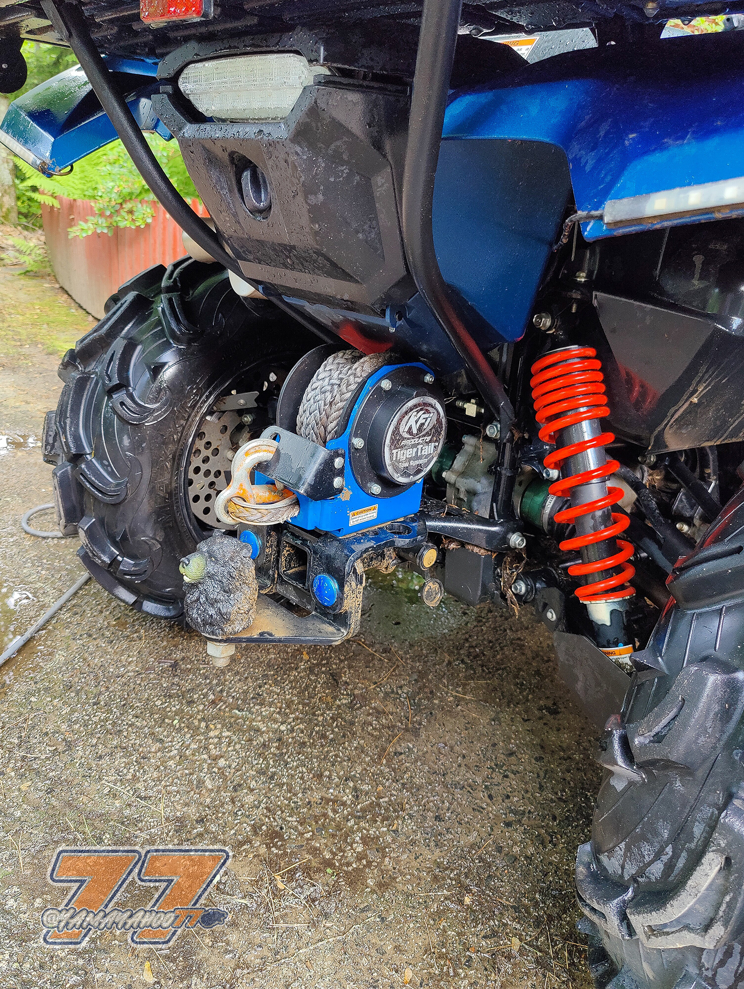 New black locking hitch pin for KFI Tiger Tail towing system on my 2019 Yamaha Grizzly 700 Special Edition 4x4 ATV