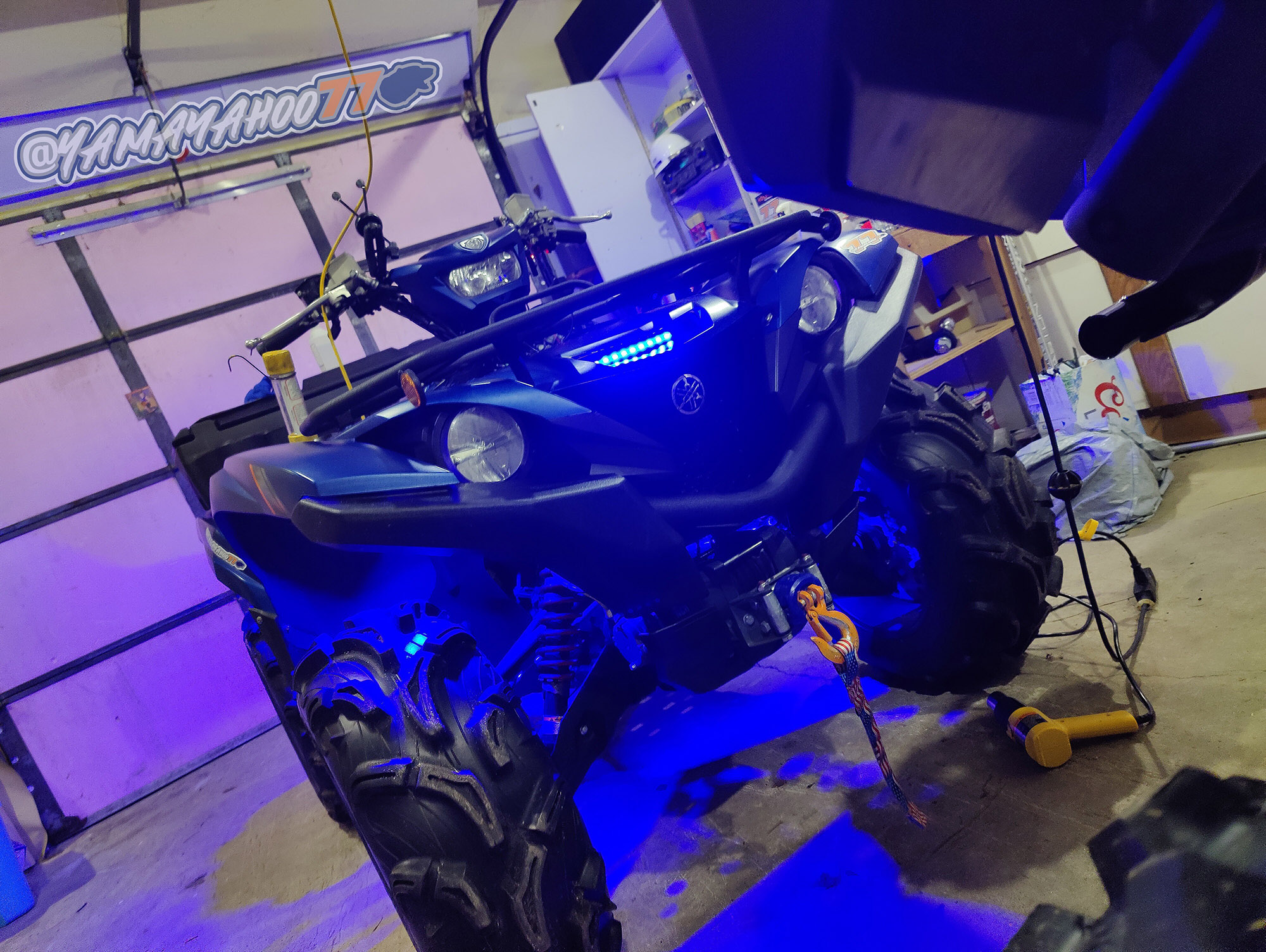 LED Rock Lights installed on Yamaha Grizzly, then removed lol