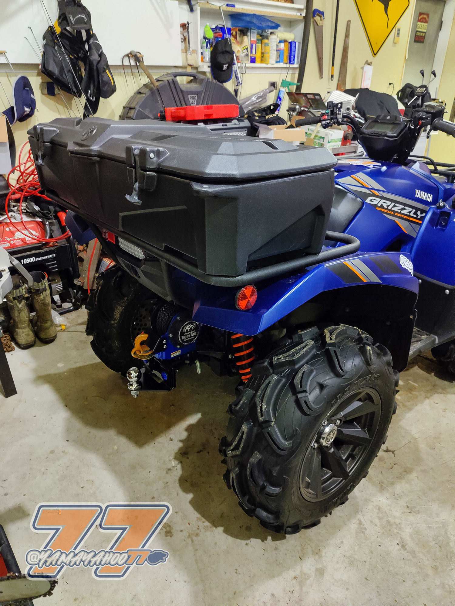 KFI Tiger Tail towing system before & after install Yamaha Grizzly 700 SE