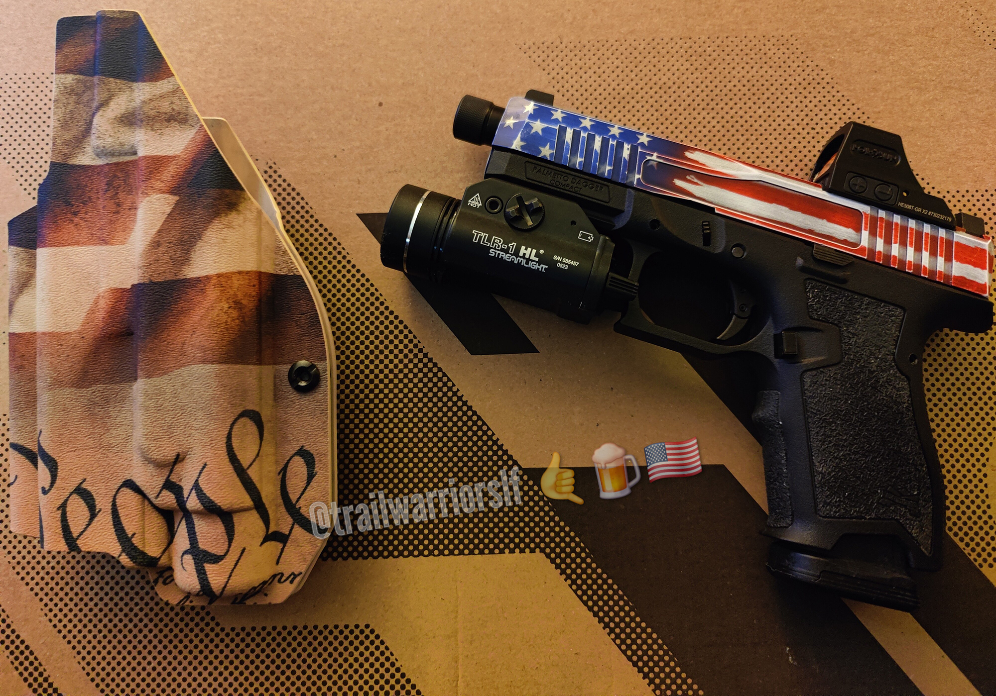 Palmetto State Armory Dagger compact 9mm with distressed American flag slide Glock 19 clone