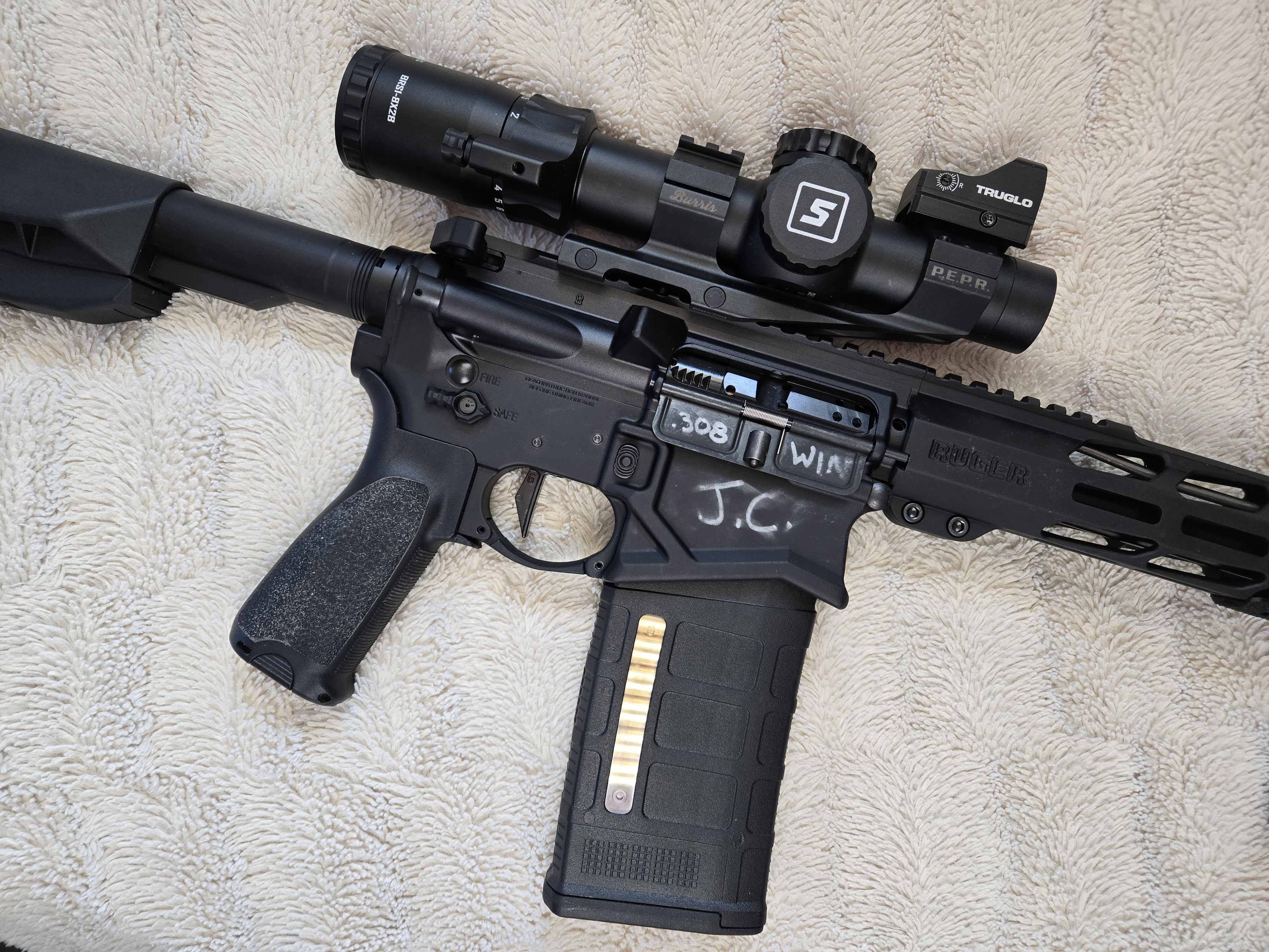 Trailwarriors.Life custom Ruger SFAR .308 Winchester with Shepherd 1-8 FFP scope w/ red dot