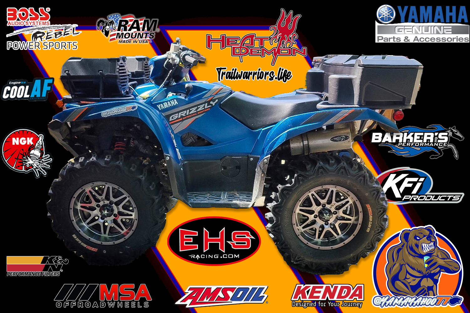 Custom 2019 Yamaha Grizzly 700 Special Edition tuned by EHS Racing with MSA Wheels & Kenda Bear Claw HTR tires