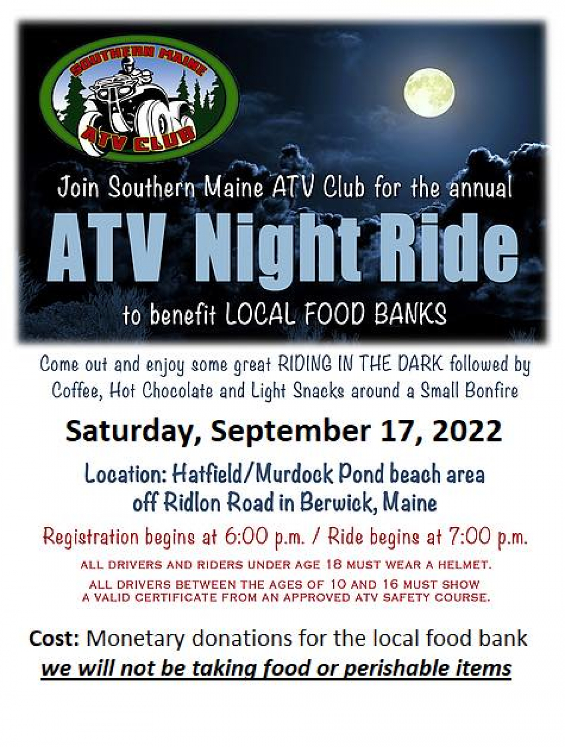 Southern Maine ATV Club ATV Night Ride